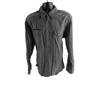 Cinch‎ Modern Fit Mens L Striped Western Shirt Long Sleeve Gray